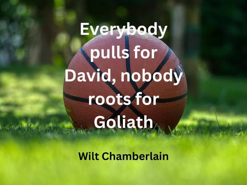 Everybody pulls for David, nobody roots for Goliath ~ Wilt Chamberlain