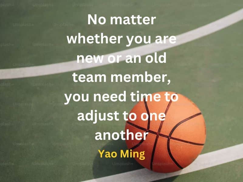 No matter whether you are new or an old team member, you need time to adjust to one another ~ Yao Ming